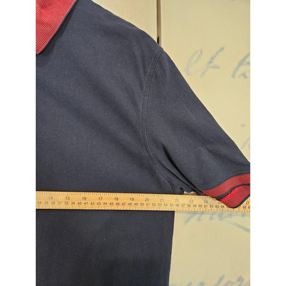 Banana Republic Performance Pique Polo XL Navy Red Trim Stretch Golf Classic